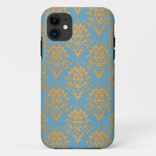 Blue and Orange Damask Pattern Case-Mate iPhone Case