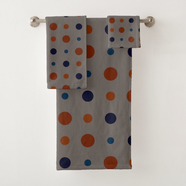 blue and orange Dots  Bath Towel Set (Insitu)