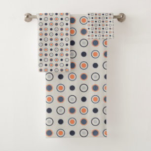 blue and orange Dots Bath Towel Set