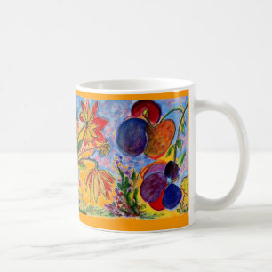 Blue and orange flower mug