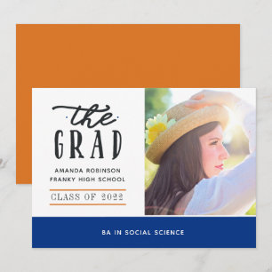 Blue and Orange Graduation Photo Announcement
