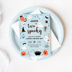 Blue and Orange Halloween 2nd Birthday Invitation 