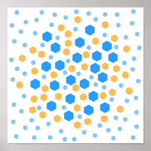 Blue and Orange Hexagons. Poster