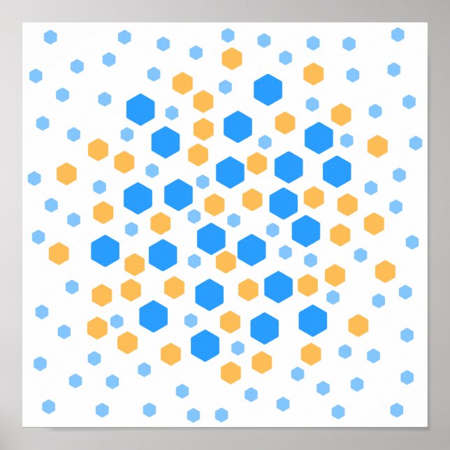 Blue and Orange Hexagons. Poster (Front)