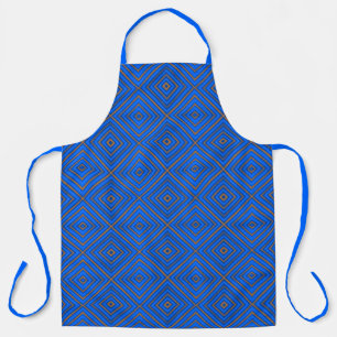 Blue And Orange Hypnotic Diamond Modern Pop Art Apron