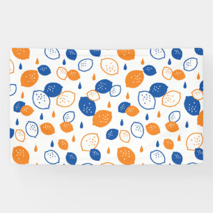 Blue and Orange Lemon Pattern Playful Fruit-Themed Banner