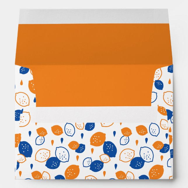 Blue and Orange Lemon Pattern Playful Fruit-Themed Envelope (Back (Bottom))