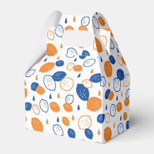 Blue and Orange Lemon Pattern Playful Fruit-Themed Favour Box
