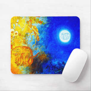 Blue and Orange Mayan Design Mousepad