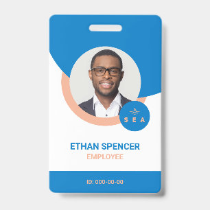 Blue and Orange Modern Employee Photo ID Badge