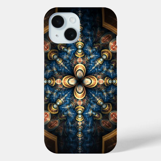Blue and Orange Modern Medallion Pattern Case-Mate iPhone Case (Back)