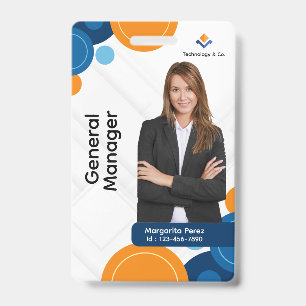 Blue and Orange Modern Personalised Classic Logo ID Badge