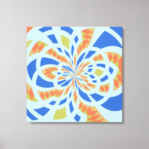 Blue and Orange Mosaic Abstract Art Canvas Print