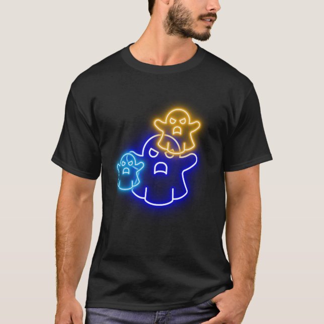 Blue and Orange Neon Ghost Trio T-Shirt (Front)