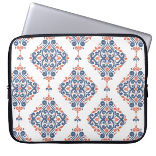 Blue and orange ornamental seamless pattern. Vinta Laptop Sleeve