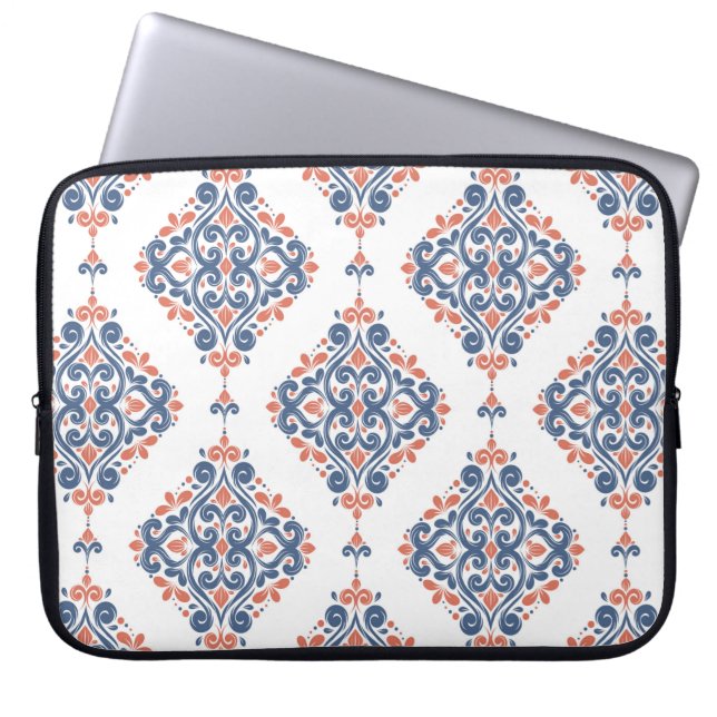 Blue and orange ornamental seamless pattern. Vinta Laptop Sleeve (Front)