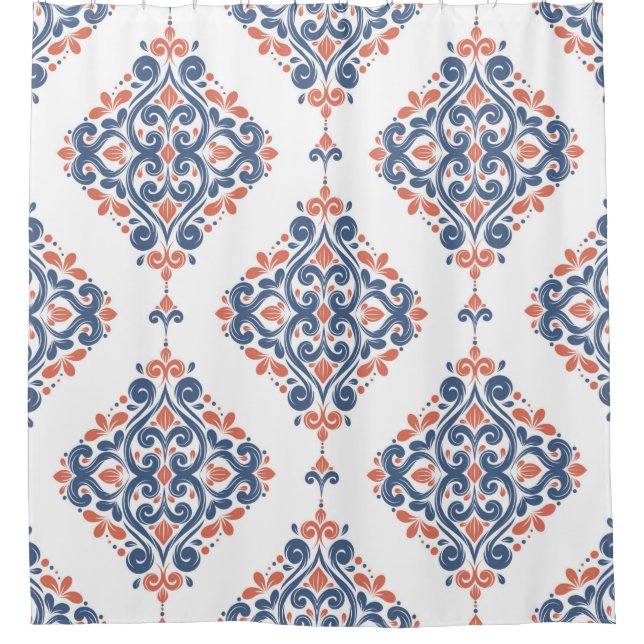 Blue and orange ornamental seamless pattern. Vinta Shower Curtain (Front)