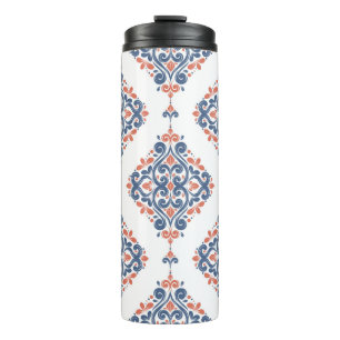 Blue and orange ornamental seamless pattern. Vinta Thermal Tumbler