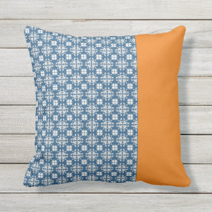 Blue and Orange Outdoor Pillow