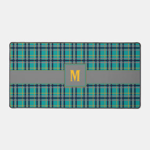 Blue and Orange Plaid Desk Mat