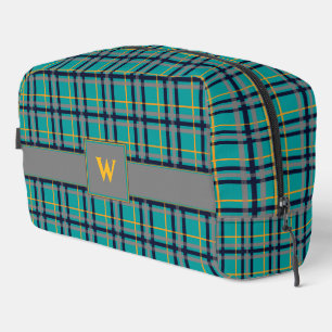 Blue and Orange Plaid Dopp Kit