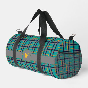 Blue and Orange Plaid Duffle Bag