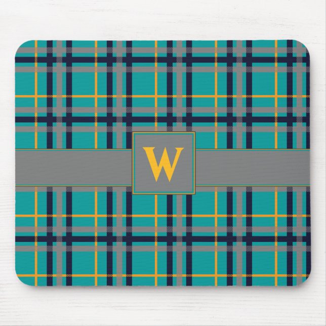 Blue and Orange Plaid Mousepad (Front)