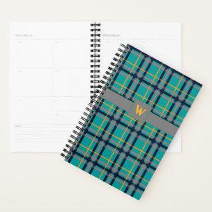 Blue and Orange Plaid Planner