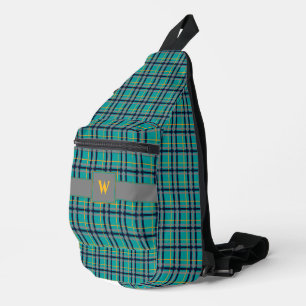 Blue and Orange Plaid Sling Bag
