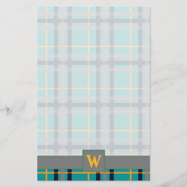 Blue and Orange Plaid Stationery (Front)