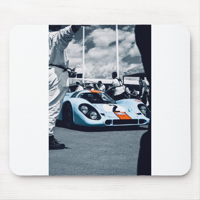 Blue and orange race car mouse pad (Front)