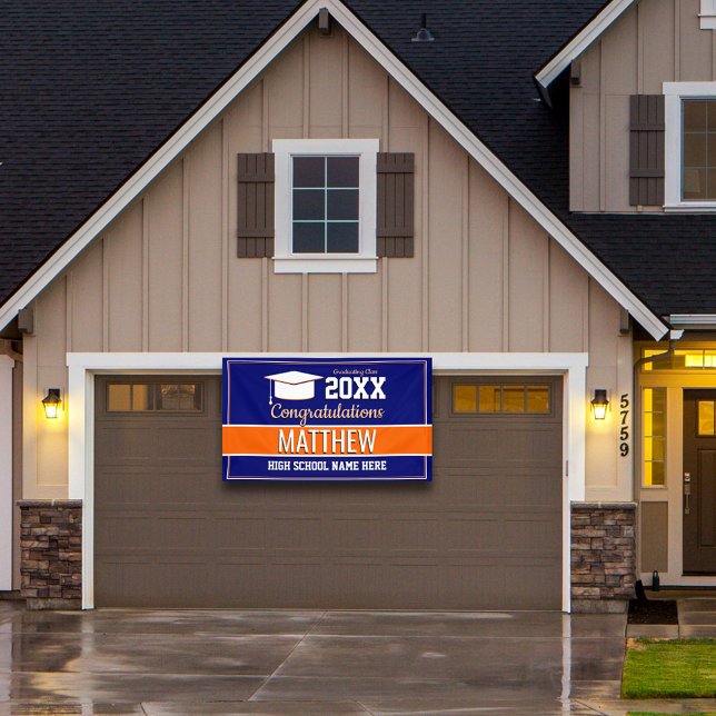 Blue and Orange School Colours Graduation Banner (Creator Uploaded)