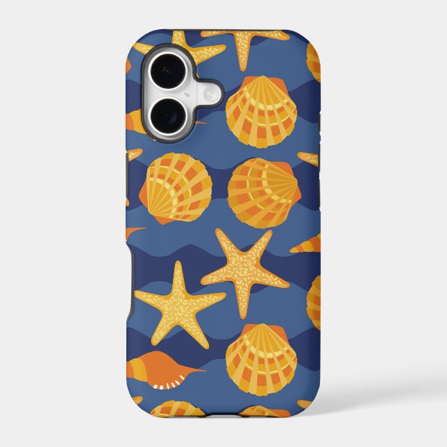 Blue And Orange Seashell Pattern (Back)