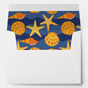 Blue And Orange Seashell Pattern Envelopes