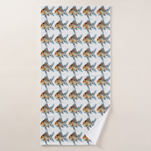 Blue and Orange Shubunkin Goldfish Bath Towel