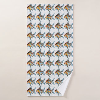 Blue and Orange Shubunkin Goldfish Bath Towel