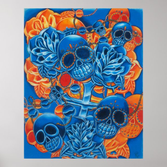 Blue and Orange Skulls Print (Front)