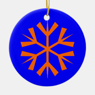 Blue and Orange Snowflake Ceramic Tree Decoration