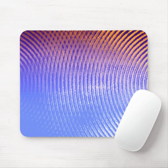 Blue and orange sound waves pattern mouse pad (With Mouse)