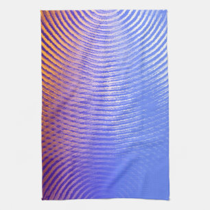 Blue and orange sound waves pattern tea towel