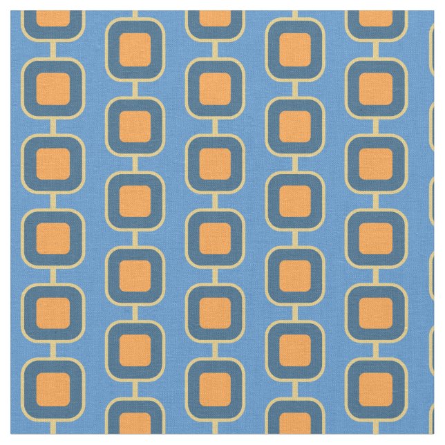 Blue and Orange Square Fabric (Close Up)