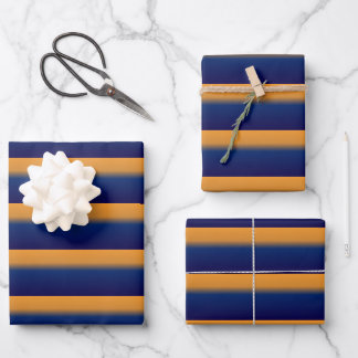 Blue and Orange Stripe Wrapping Paper Sheet