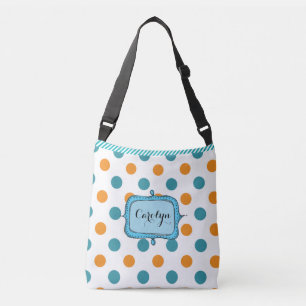 Blue and Orange Stripes and Dots Customised Bag