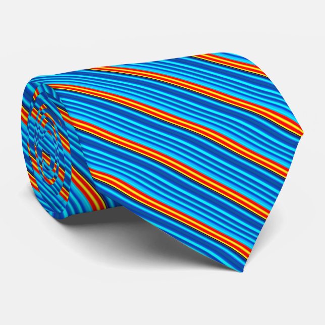 Blue and Orange Stripes Tie (Rolled)
