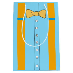 Blue and Orange Suspenders and Bow Tie Birthday Medium Gift Bag