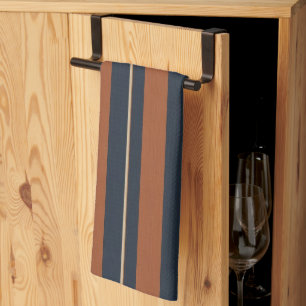 blue and orange textured stripes tea towel