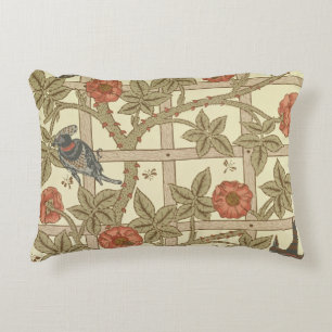 Blue and orange trellis wallpaper design, 1864 decorative cushion