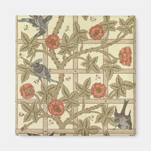 Blue and orange trellis wallpaper design, 1864 magnet