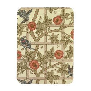 Blue and orange trellis wallpaper design, 1864 magnet