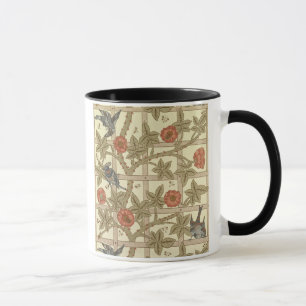 Blue and orange trellis wallpaper design, 1864 mug